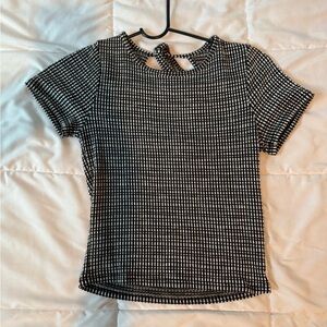 Old Navy Black and White Fitted Cut Out T-Shirt